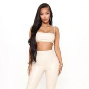 Fashion Nova Fly Me Out Faux Leather Crop Top